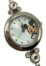 Disney Seiko SII Mickey Mouse Women’s Watch Silver Tone Crystals Rhinestones 