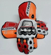 Repsol Racing Leather Motorcycle Gloves Pro Biker Gauntlet Hand Protection
