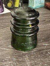 Antique Glass Insulator CD 115 Brookfield - Rare Rich Deep Olive Green Near Mint