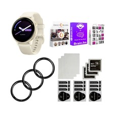 Garmin vivoactive 6 Smartwatch Lunar Gold Bone Band Tempered Glass Bundle