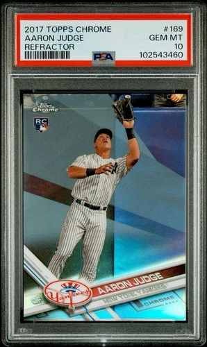 AARON JUDGE 2017 Topps Chrome ROOKIE REFRACTOR PSA 10 Yankees RC CATCHING SP 🔥