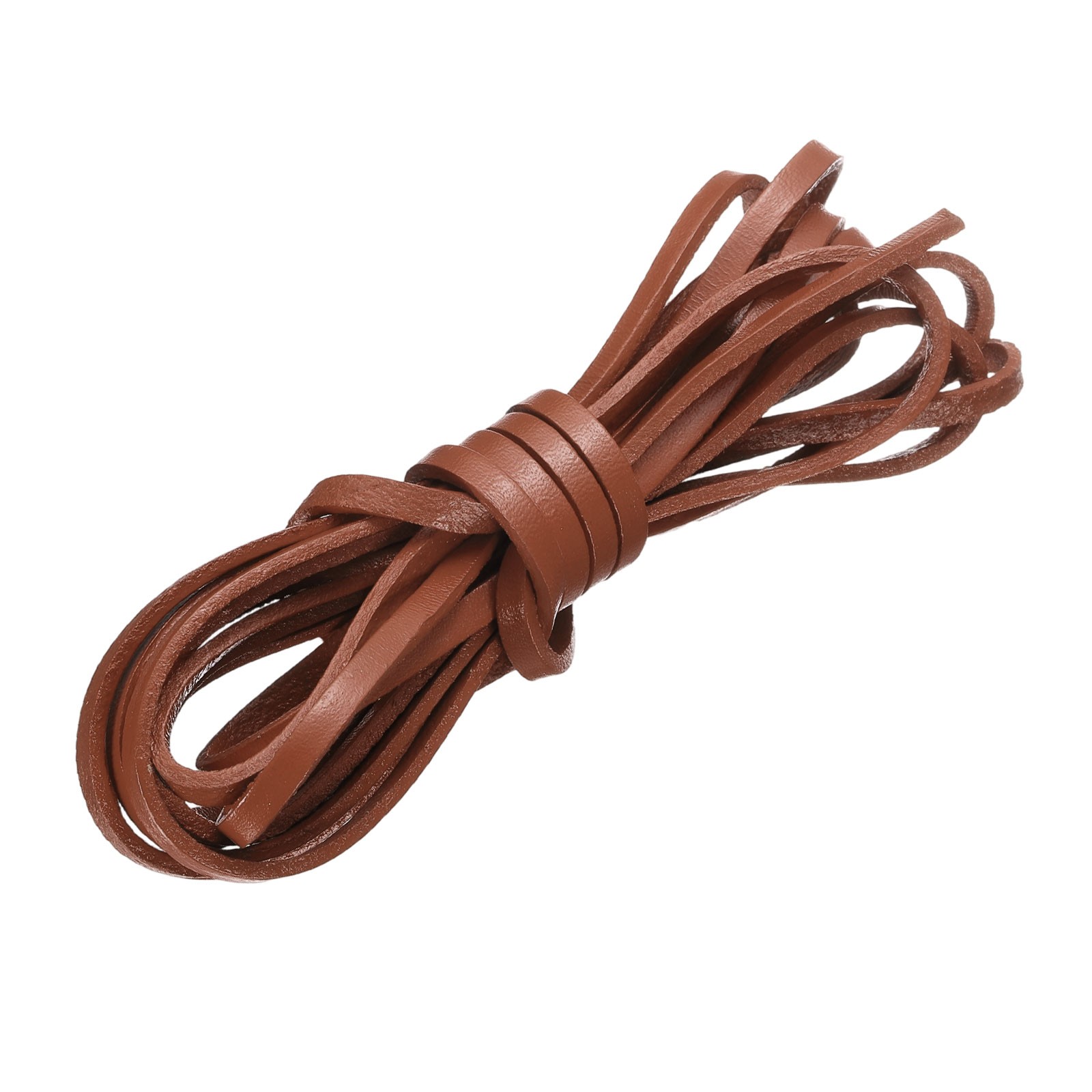 Flat Leather Cord, 3.3 Yard 4mm Leather String Strips for DIY Crafts Deep Brown