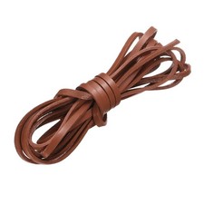 Flat Leather Cord, 3.3 Yard 4mm Leather String Strips for DIY Crafts Deep Brown