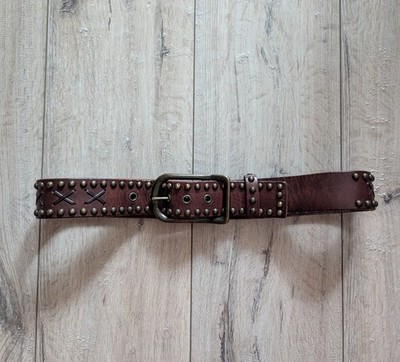 Vintage Pepe Jeans London Leather Belt with rivets and braiding size L