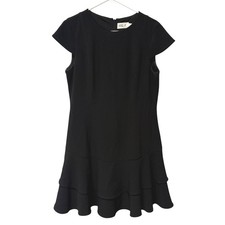 Eliza J Black Cap Sleeve Ruffle Hem Sheath Dress Womens Size 12P LBD