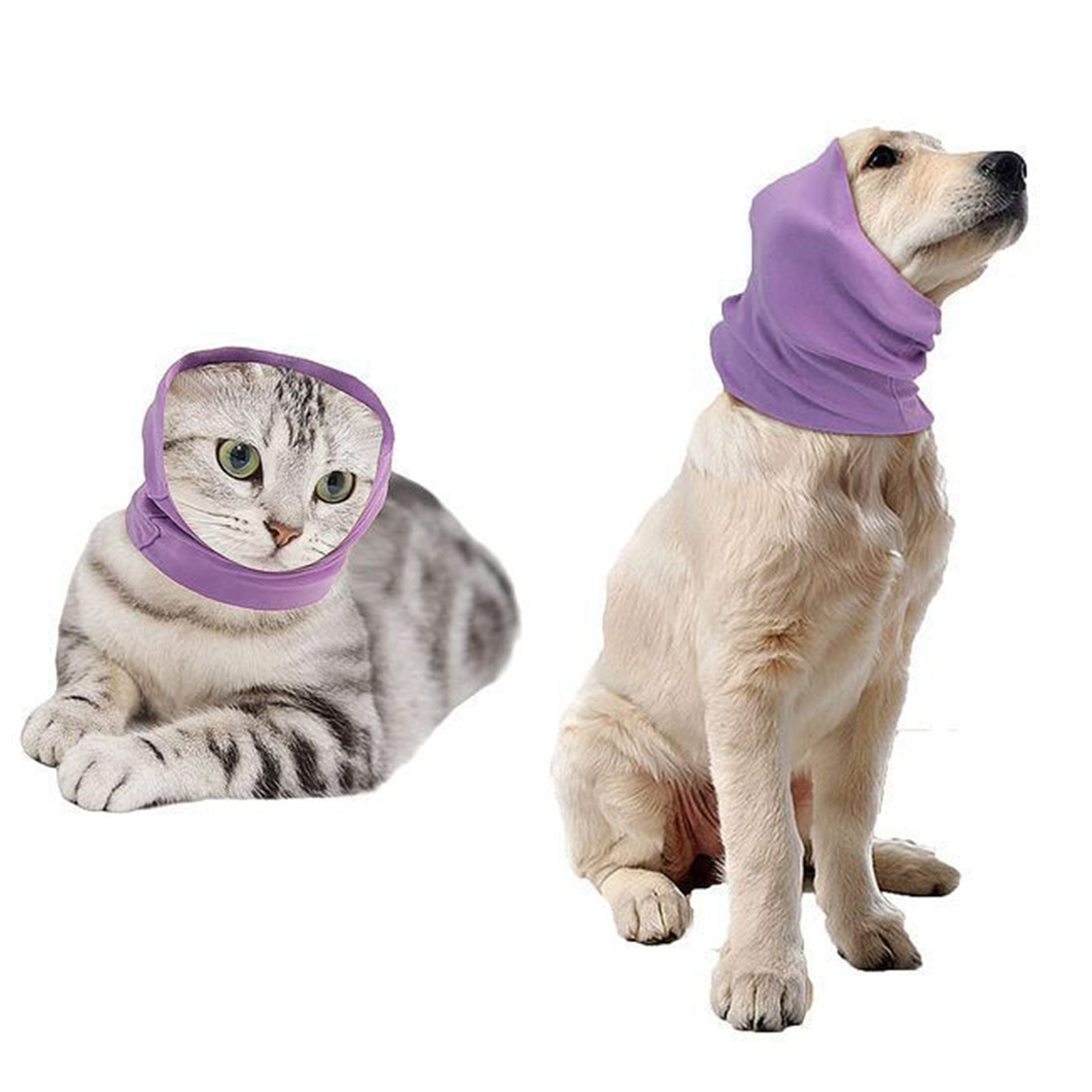Dog Quiet Ear Cover Pet Noise Protection Calming Ear Muffs Warm Snood M ~