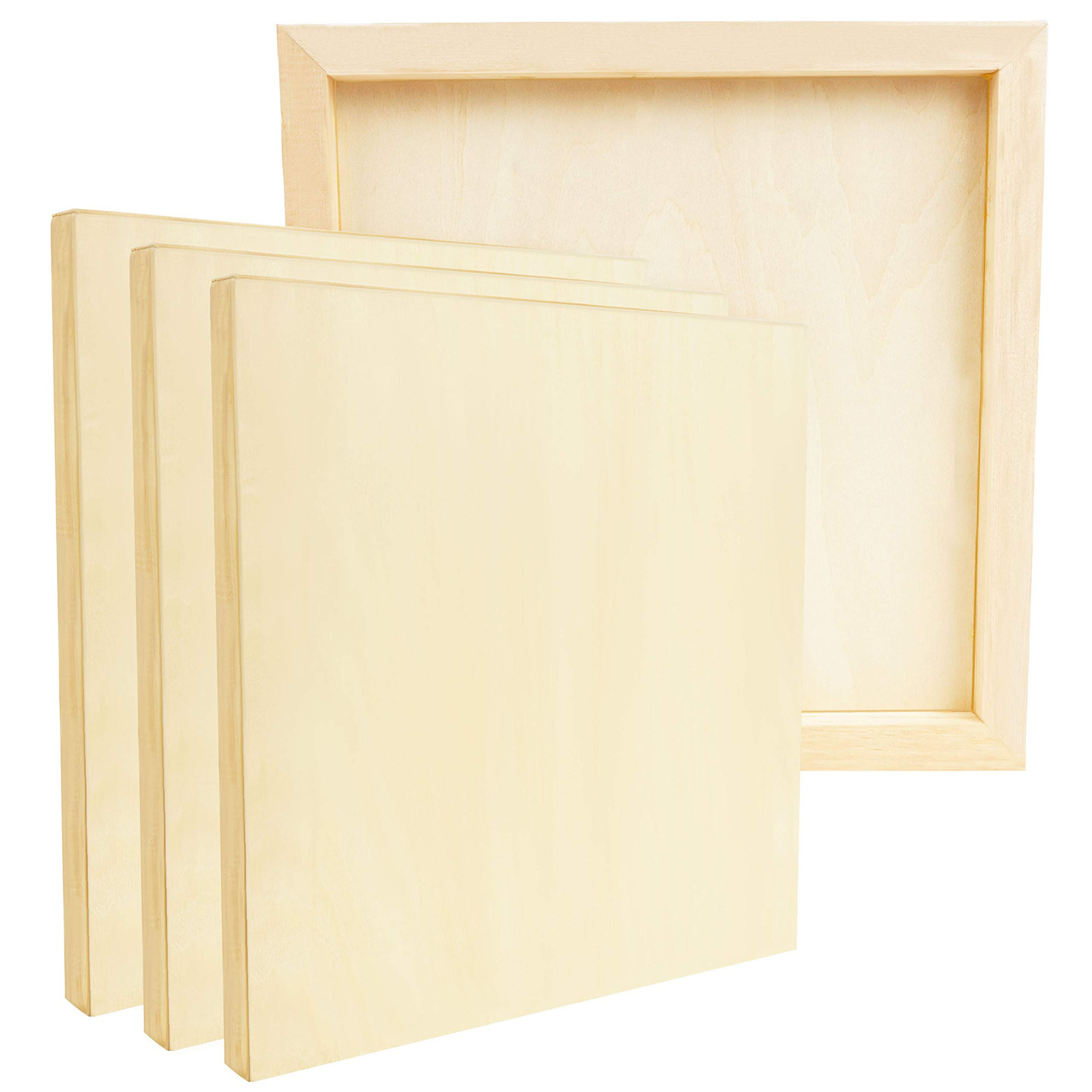 4 Stk Деревянная панель Holz Malgrund Leinwand Rahmen Malplatte Natur 30x30 см aus