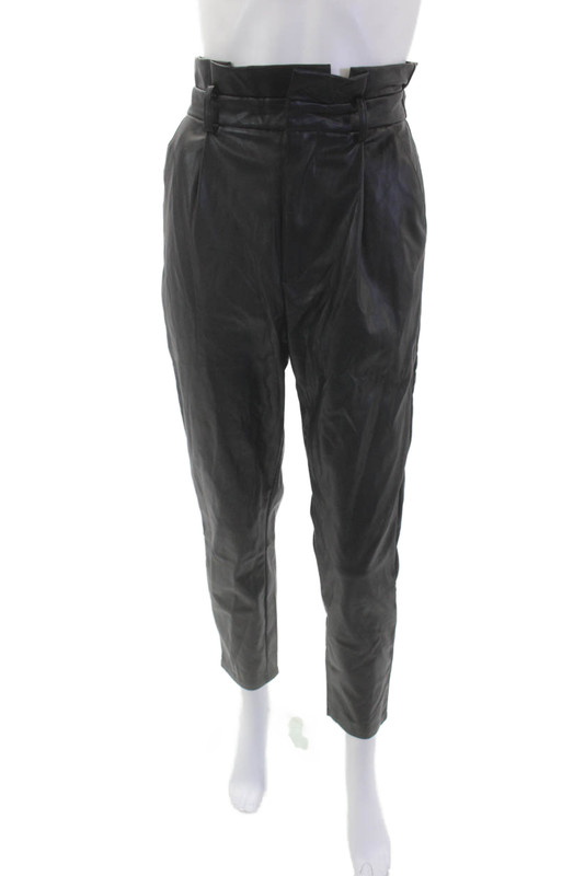 BB Dakota Womens Vegan Leather High-Rise Tapered Pants Trousers Black Size 4
