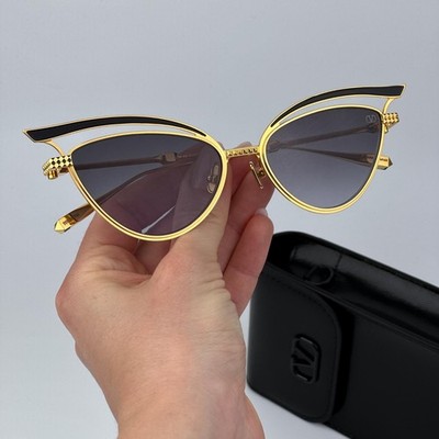 Valentino Women Sunglasses Gold Grey Cat Eye V-GLASSLINER VLS-118A-55 BRAND NEW