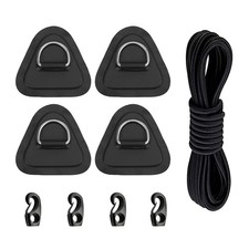 4 Pack D-Ring Patch, Black, 2.5m Bungee, 4 Cord Hooks, PVC Boat SUP Kayak