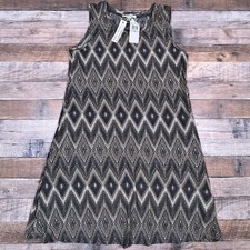 Spense Womens Sleeveless Geometric Chevron Diamond Print Shift Dress Brown 12