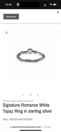 NEW Peter Thomas Roth Signature Romance White Topaz Ring, Sterling ...