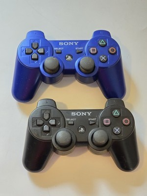 Lot Of (2) PlayStation 3 PS3 Wireless Controllers Blue & Black Tested Smoke Free