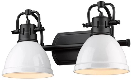 Duncan 8 1/2" High Matte Black White 2-Light Wall Sconce - Picture 1 of 5