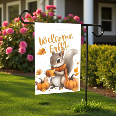 Welcome Fall Squirrel Garden Flag Double Sided 12x18 24x32 Outdoor