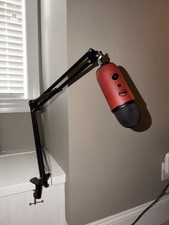 Blue Yeti USB Microphone Red Black, Adjustable Stand, Mute Button