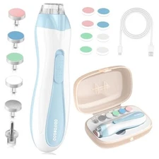 Baby Nail Trimmer Electric Baby Nail File,USB Charging 15 in 1 Nail Blue