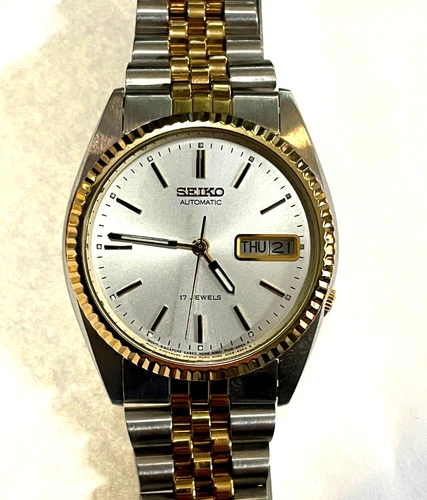 Vintage Seiko Jubilee Automatic 17j Mens Watch Daydate 7009-3119 Two Tone w/ Box