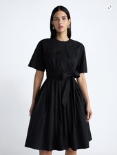 Devil Wears Prada 2 Scoop Collection Cotton Tie Waist Midi Dress Black Sz 4 New