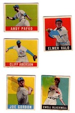 1948 Leaf Baseball Card LOT Andy Pafko (rookie) + Aberson Valo Gordon Blackwell