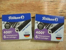 PELIKAN Fountain Pen Ink Refill Cartridges #4001 Black 12 Refills