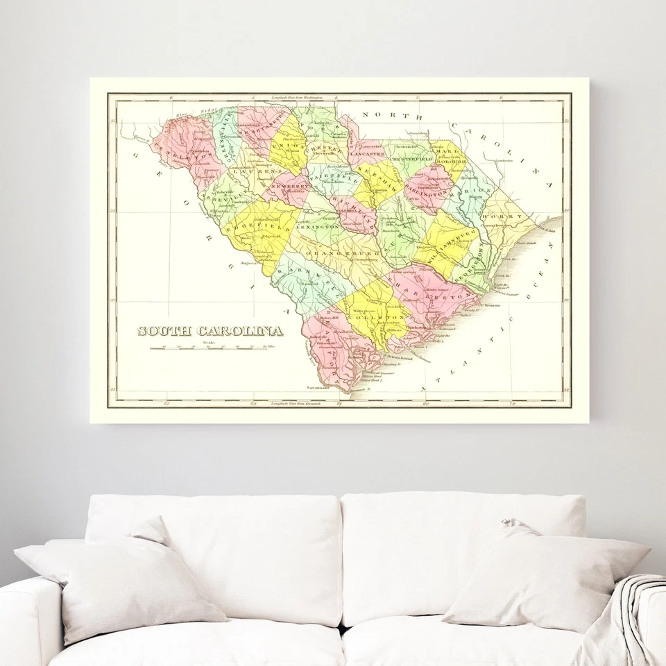 Old Map of South Carolina 1824 - Vintage South Carolina Art - Image 3 of 4