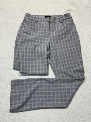Express 8 Regular Columnist Barely Boot Cut Mid Rise Work Pants Plaid Gray Pink