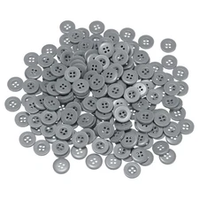 200pcs Resin Sewing Buttons 5/8" Round Flat 4-Hole Craft Buttons, Grey