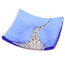 GlassOfVenice Murano Glass Klimt Square Decorative Plate - Blue