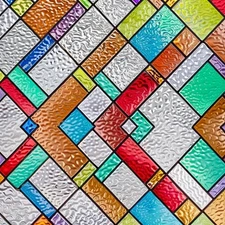 Stained Glass Window Privacy Film, Decorative Windows Cling 3D Gothic Window Cov