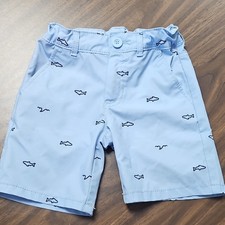 Cat Jack Boys Shark Print Chino Shorts Light Blue Recycled Polyester Size 5