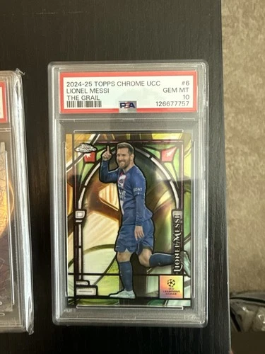 2024-25 TOPPS CHROME UEFA CLUB COMPETITIONS THE GRAIL #6 LIONEL MESSI PSA 10