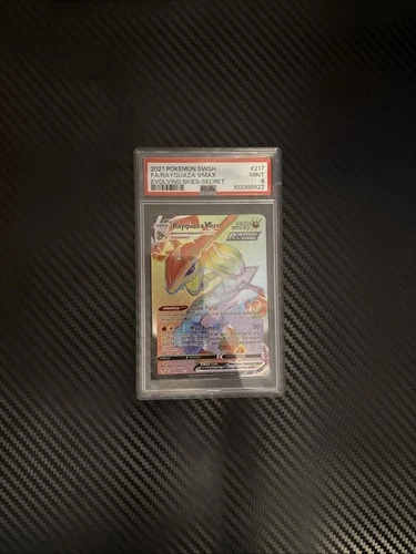 Rainbow Rare Rayquaza VMAX 217/203 Evolving Skies Secret Rare PSA 9