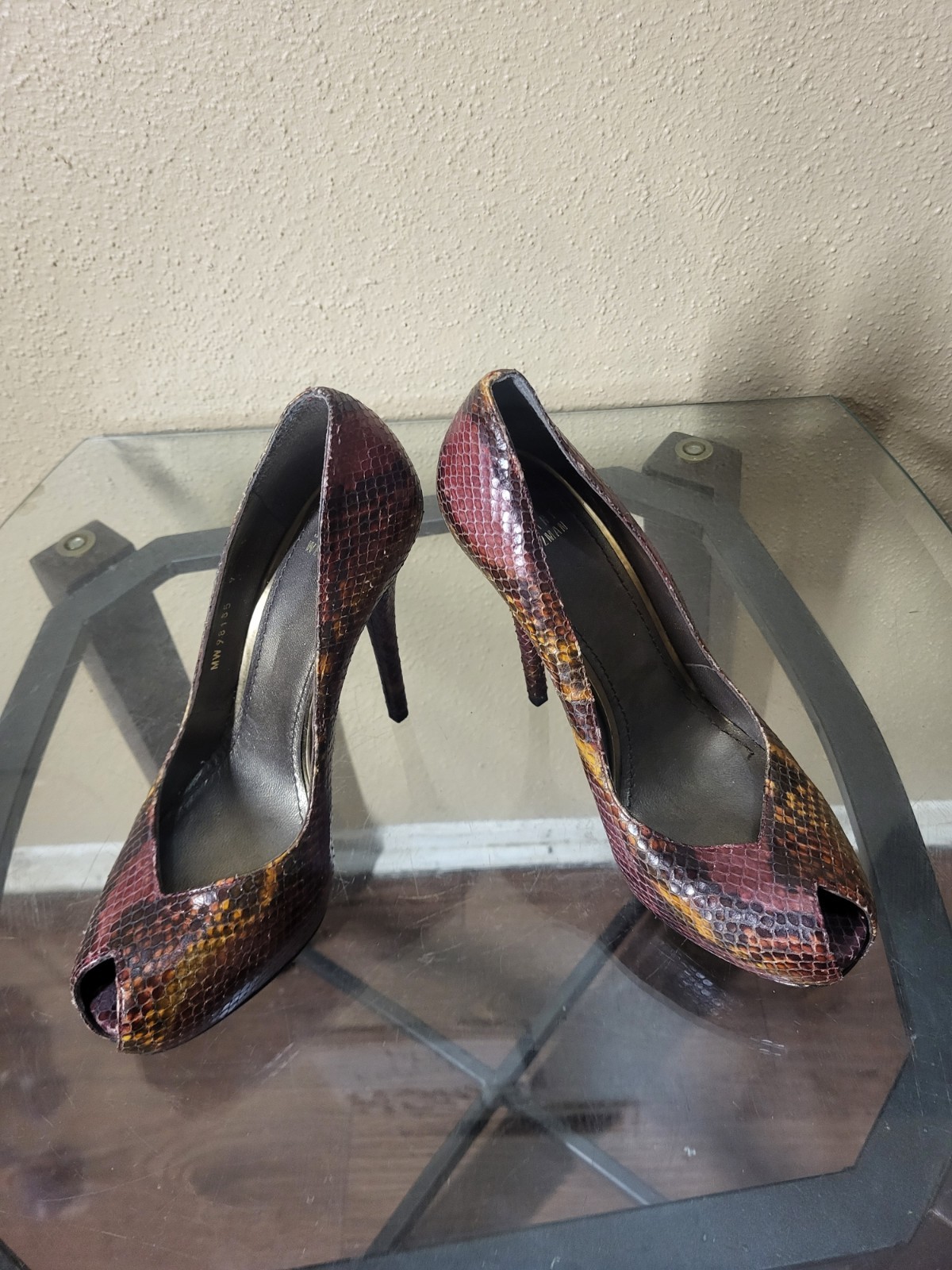 Stuart Weitzman Womens Python Platform Peep Toe S… - image 4