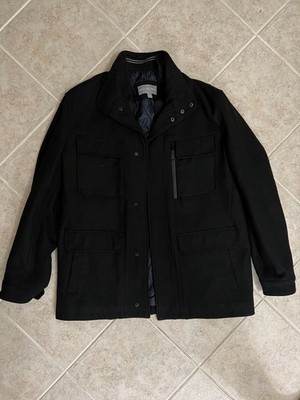 Michael Kors Black Wool Blend Coat Jacket Style RN121545 Men's Size L