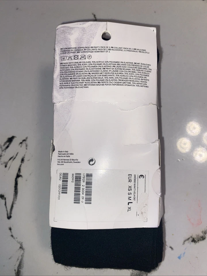 H&M 2-PACK FEINSTRICK-STRUMPFHOSEN Lang mit elastischem Bund Schwarz Gr. L - Bild 2 von 3