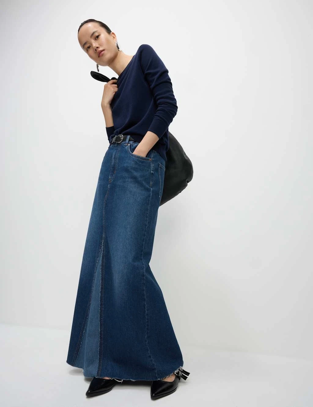 Marks & Spencer Womens Cotton Maxi A Line Skirt in Medium Indigo - M&S
Opens in a new window or tab