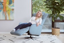 New Fjords Axel Swivel Relaxer Power Recliner Chair Medium Ice SL Leather