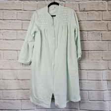 MISS ELAINE Long Sleeve Full Zip Front French Terry Robe 366401 GREEN Large