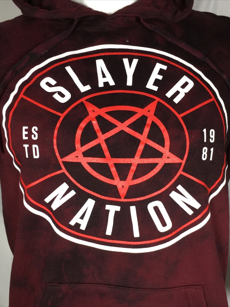 Slayer Nation Est. 1981 Music Band Tie Dye Pullover Hoodie Juniors SMALL |  eBay