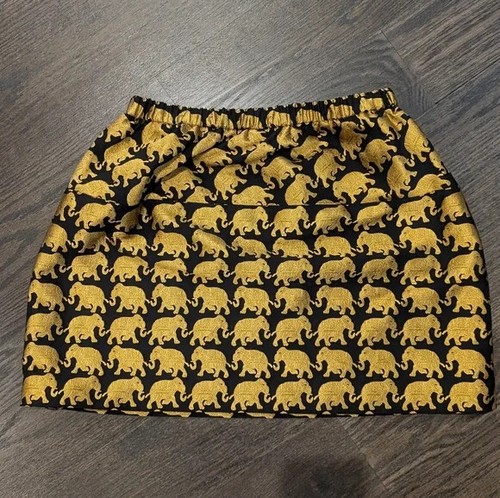 Excellent condition J Crew crewcuts Gold Jacquard Elephant Print Skirt Size 14 - Picture 3 of 10