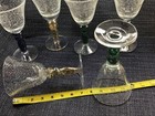 6 POTTERY BARN blown BUBBLE GLASS wine glass goblets BLUE GREEN YELLOW STEMS! — photo 6