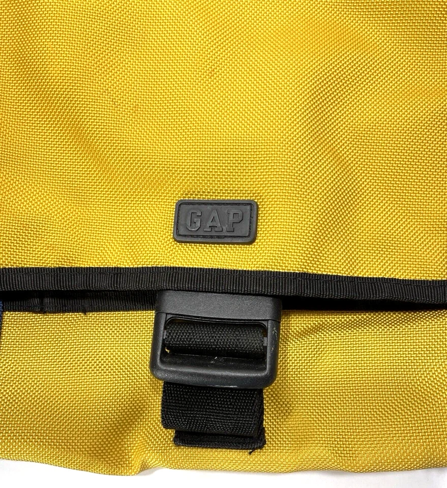 De Colección GAP Grande Bolso Bandolera para Laptop Azul Amarillo Nylon Años 90 Retro Bolso Mensajero Foto 2 de 4