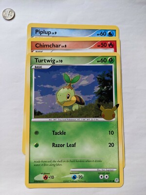 Pokemon First Partners Jumbo Card Lot – Sinnoh Edition (Turtwig, Chimchar, Piplup), 25th Celebrations