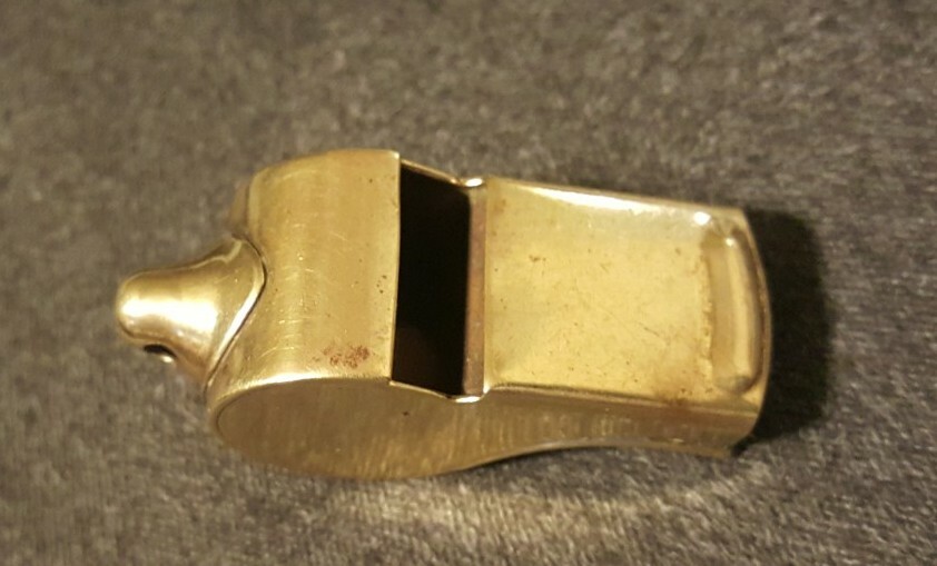 VINTAGE BRASS WWI WW2 ERA MILITARY WHISTLE*NS MEYER INC*NY*MADE IN