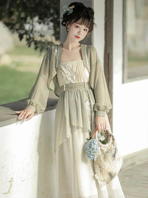 Chinese Traditional Hanfu Dress Set Fairy Retro Improved Long Sleeve Dress  Set