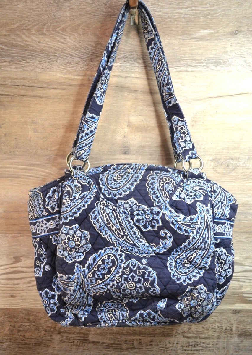 Vera Bradley Shoulder Purse Bag Blue Bandana Roomy 14 x 12