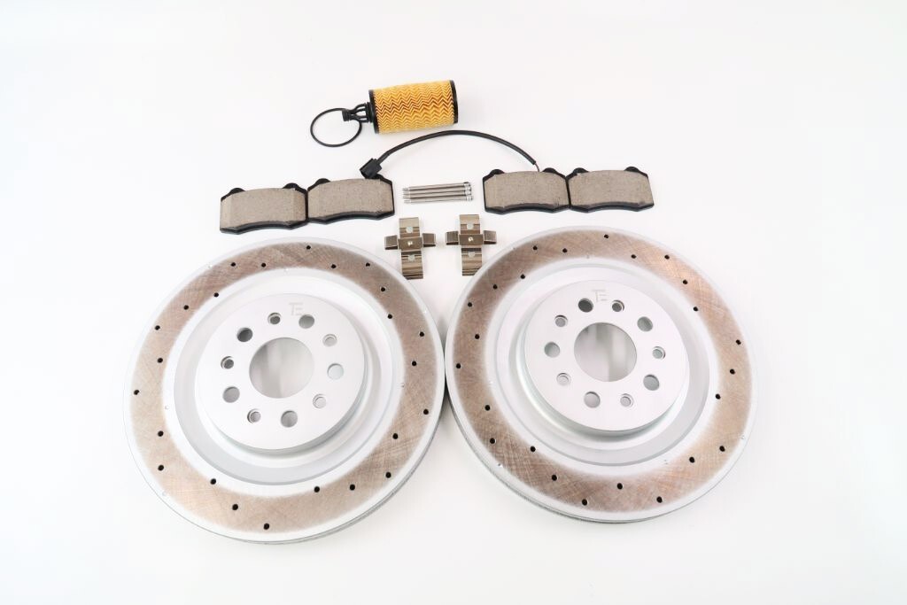 Maserati Ghibli Quattroporte rear brake pads rotors FREE oil filter 17-22 #1326