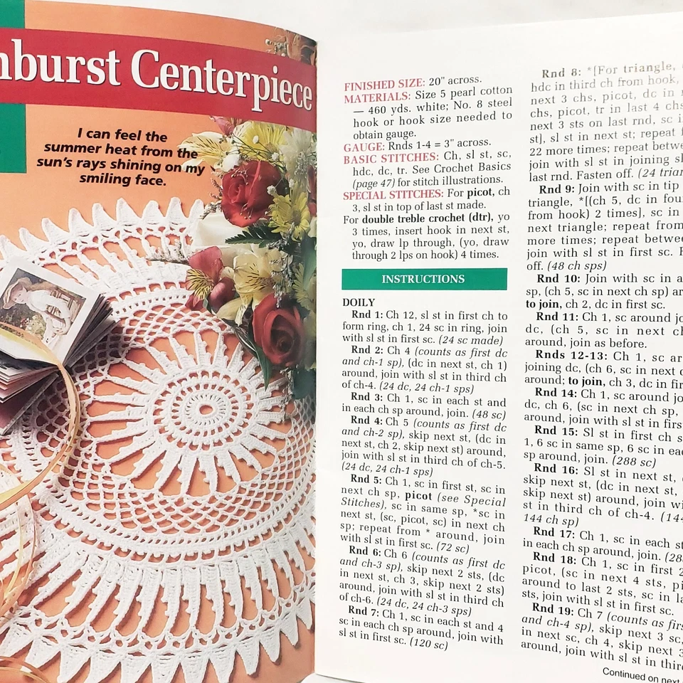 Hooked on Crochet Magazine Aug 2001 Picnic Fourth of July Afghan Cardigan Purse - Image 4 of 4