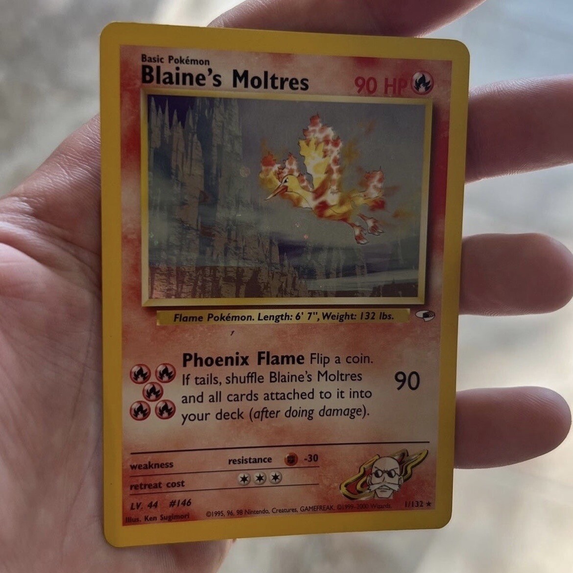 Pokémon TCG Blaine's Moltres Gym Heroes 1/132 Holo Unlimited Holo